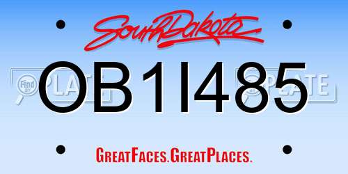 OB1I485 South Dakota License Plate