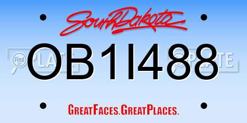OB1I488 South Dakota License Plate
