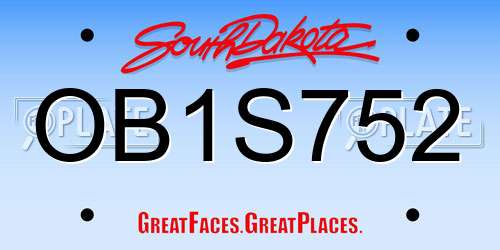 OB1S752 South Dakota License Plate