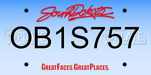OB1S757 South Dakota License Plate