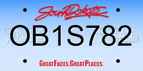 OB1S782 South Dakota License Plate