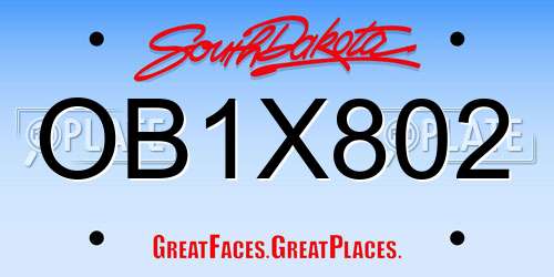 OB1X802 South Dakota License Plate