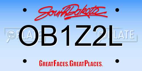 OB1Z2L South Dakota License Plate