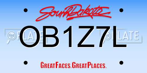 OB1Z7L South Dakota License Plate