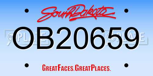 OB20659 South Dakota License Plate
