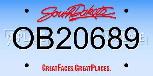 OB20689 South Dakota License Plate