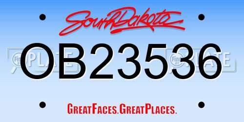 OB23536 South Dakota License Plate