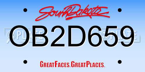 OB2D659 South Dakota License Plate