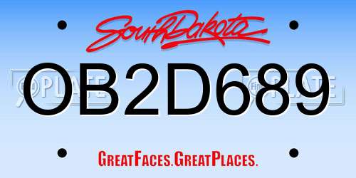 OB2D689 South Dakota License Plate