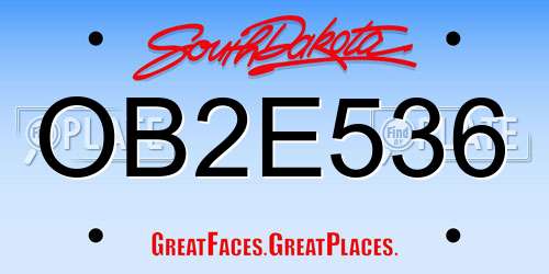 OB2E536 South Dakota License Plate