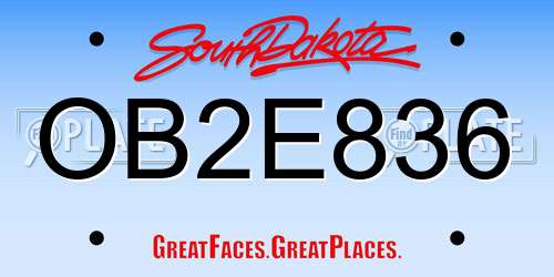 OB2E836 South Dakota License Plate