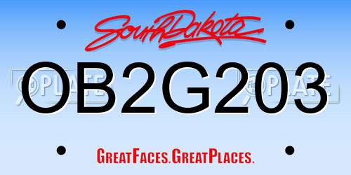 OB2G203 South Dakota License Plate