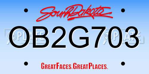 OB2G703 South Dakota License Plate
