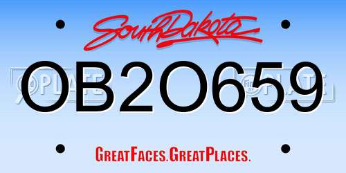 OB2O659 South Dakota License Plate