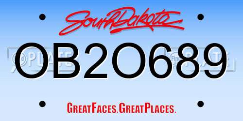 OB2O689 South Dakota License Plate
