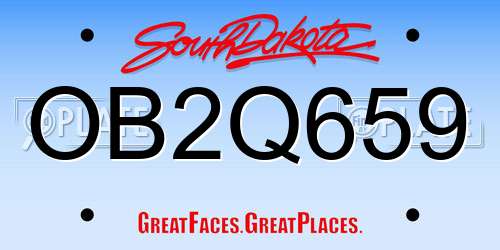OB2Q659 South Dakota License Plate