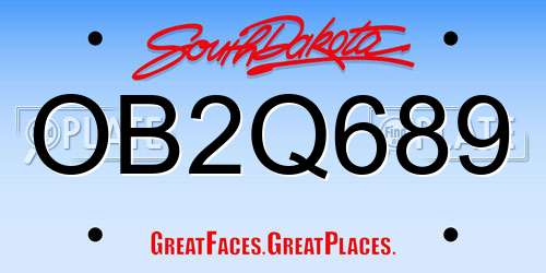 OB2Q689 South Dakota License Plate