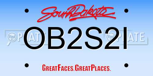 OB2S2I South Dakota License Plate