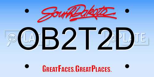 OB2T2D South Dakota License Plate
