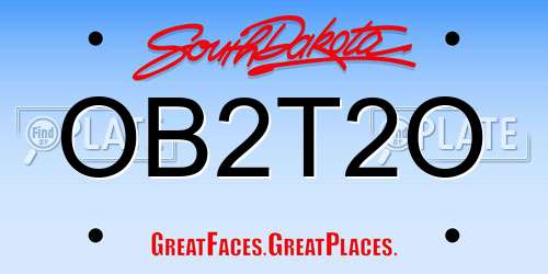 OB2T2O South Dakota License Plate