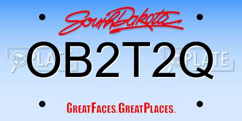 OB2T2Q South Dakota License Plate