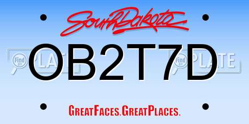 OB2T7D South Dakota License Plate