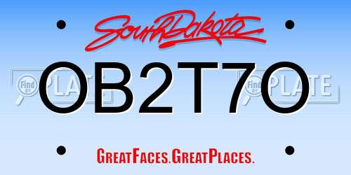 OB2T7O South Dakota License Plate