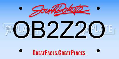 OB2Z2O South Dakota License Plate