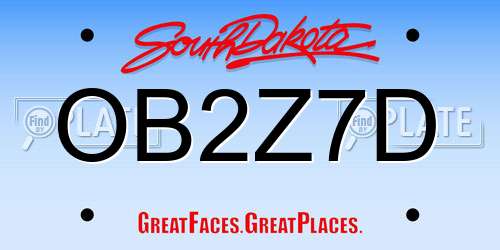 OB2Z7D South Dakota License Plate