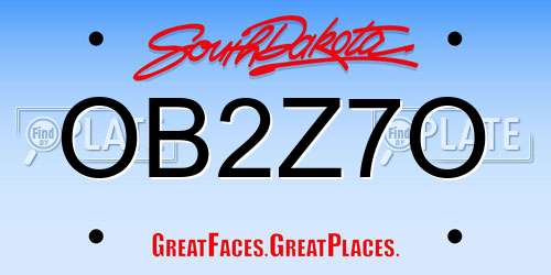OB2Z7O South Dakota License Plate