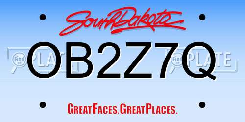 OB2Z7Q South Dakota License Plate