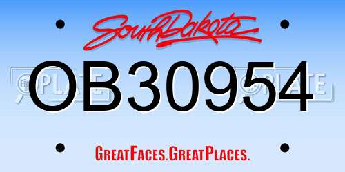 OB30954 South Dakota License Plate