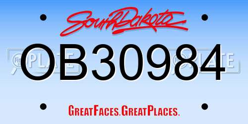 OB30984 South Dakota License Plate