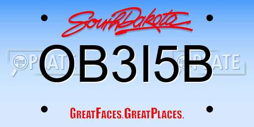 OB3I5B South Dakota License Plate