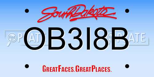OB3I8B South Dakota License Plate