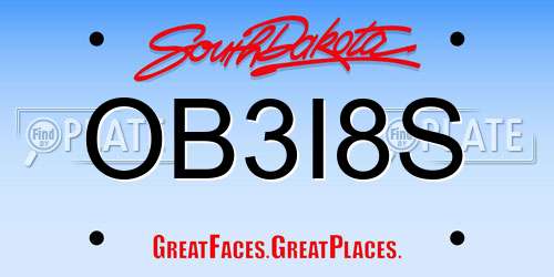 OB3I8S South Dakota License Plate