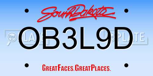 OB3L9D South Dakota License Plate