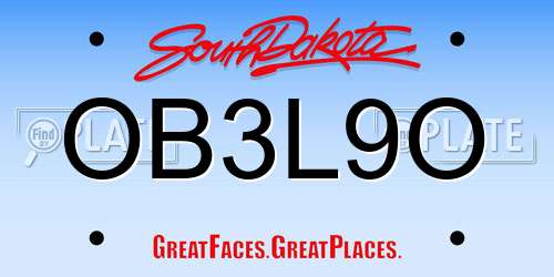 OB3L9O South Dakota License Plate