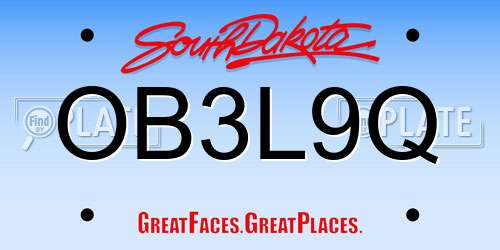 OB3L9Q South Dakota License Plate