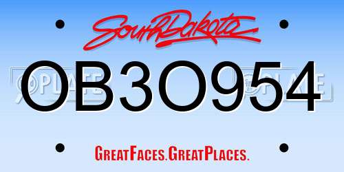 OB3O954 South Dakota License Plate