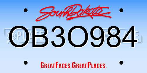 OB3O984 South Dakota License Plate