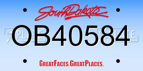 OB40584 South Dakota License Plate
