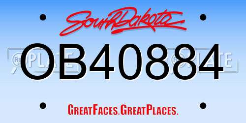 OB40884 South Dakota License Plate