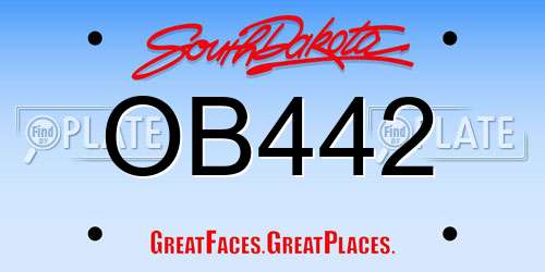 OB442 South Dakota License Plate