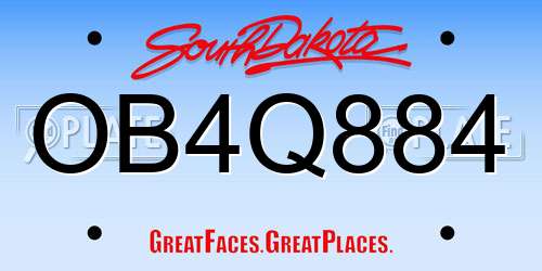 OB4Q884 South Dakota License Plate