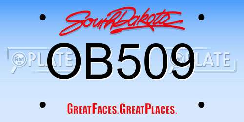 OB509 South Dakota License Plate
