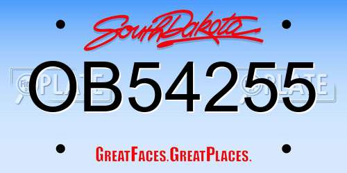OB54255 South Dakota License Plate