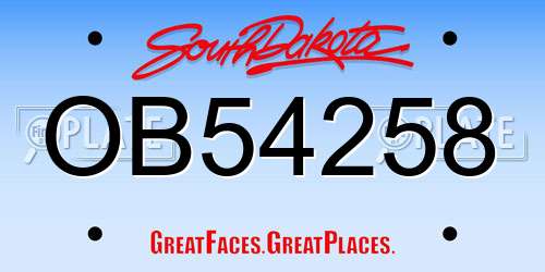 OB54258 South Dakota License Plate