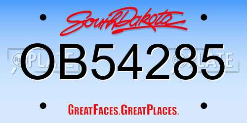 OB54285 South Dakota License Plate