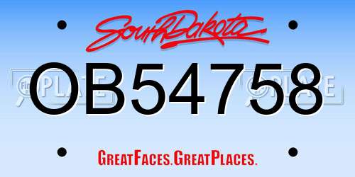 OB54758 South Dakota License Plate